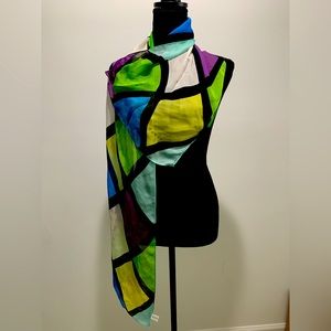ECHO 100% Silk color block scarf/wrap